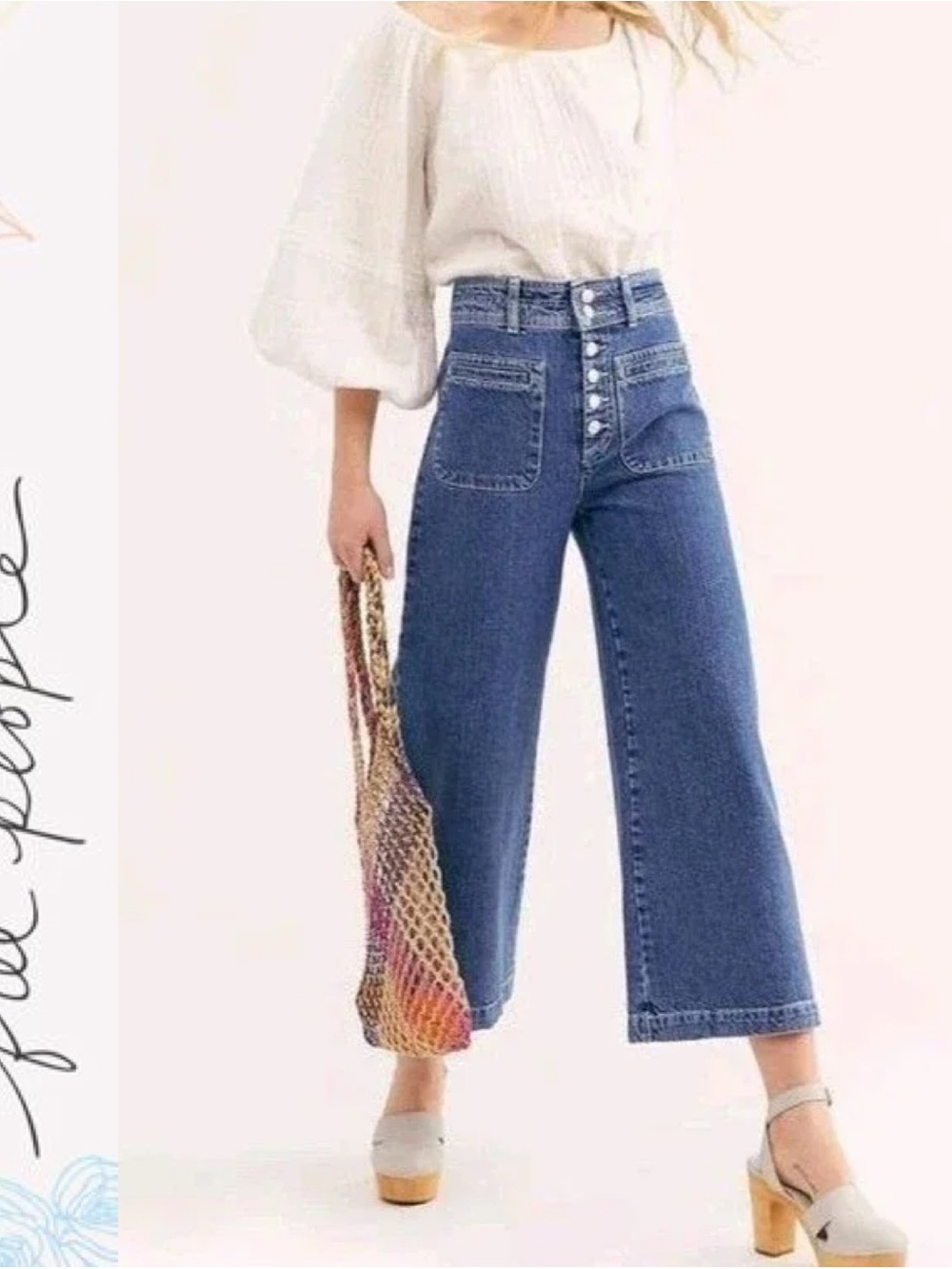 EUC Free People Wide-Leg Jeans